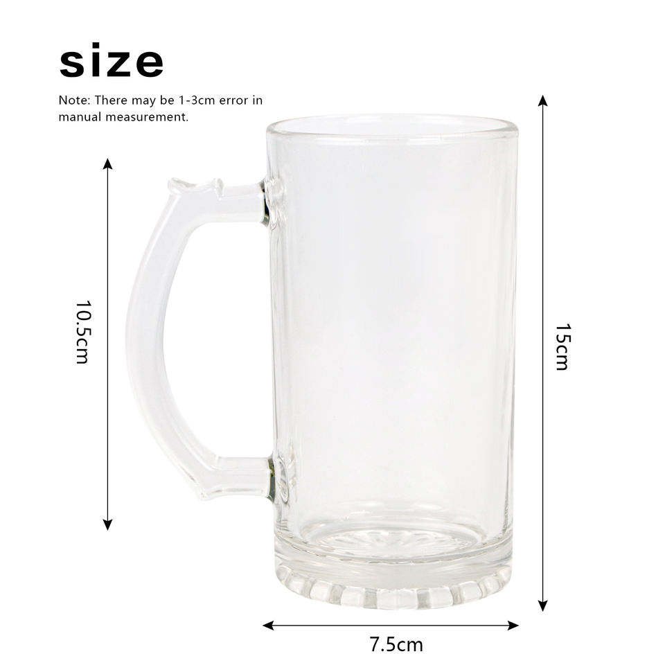 Stocked 16oz Sublimation Printing Heat Transfer Dye Coated Beer Blank Frosted Glass Mug