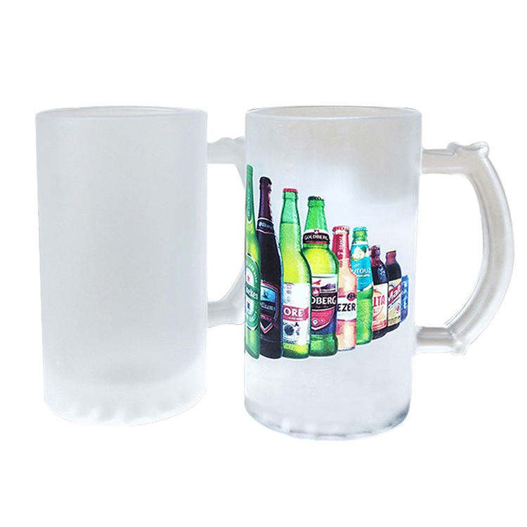 Stocked 16oz Sublimation Printing Heat Transfer Dye Coated Beer Blank Frosted Glass Mug