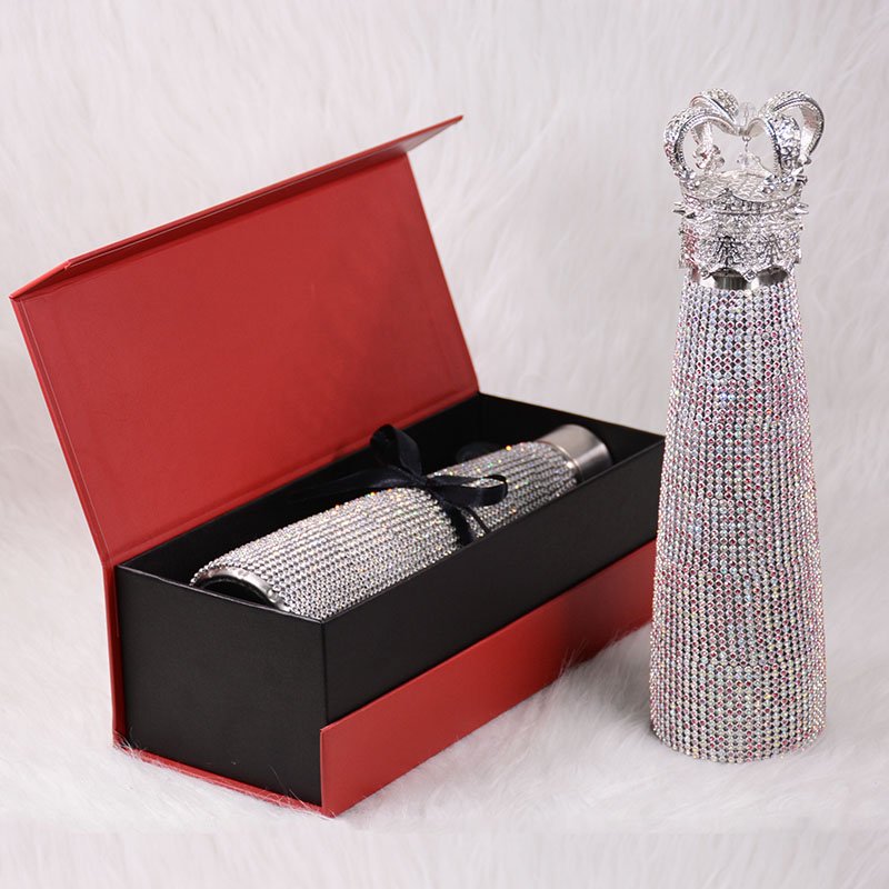 Newly Designed 500ML Vacuum Flask Bling Rhinestone Crystal Luxury Crown Water Bottle