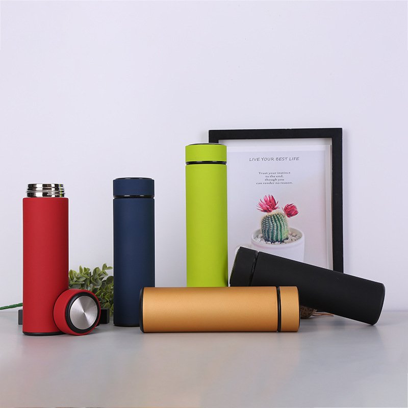 Stainless Steel 304 Life Cup Double Wall Water Bottle Rubber Coated Soft Touch Vacuum Flask Straight Thermos Bottle