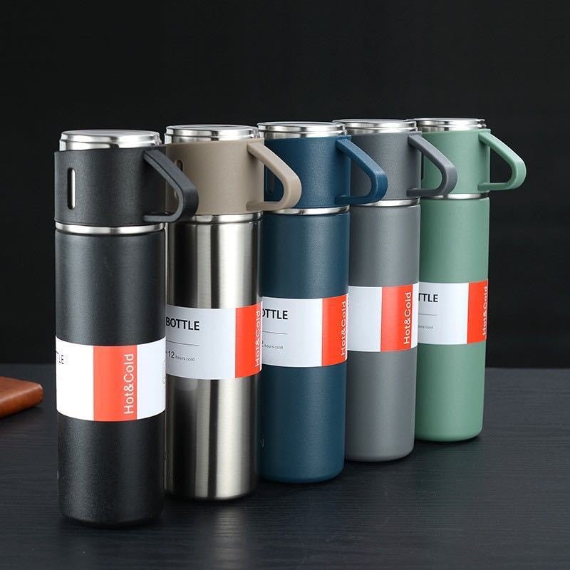 Vacuum Flask Set with Coffee Cup Lid Gift Box Stainless Steel Water Bottle Business Camping CLASSIC 64 Vacuum Flasks & Thermoses