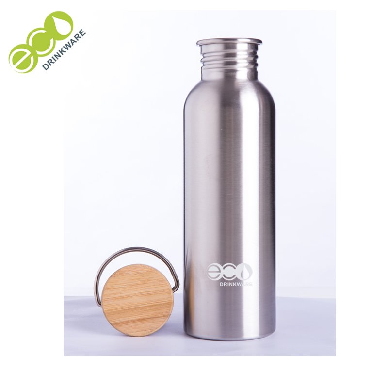 GS001 Outdoor single wall 350ml 500ml 750ml 1000ml sports flasks bottle water bottle bamboo lid