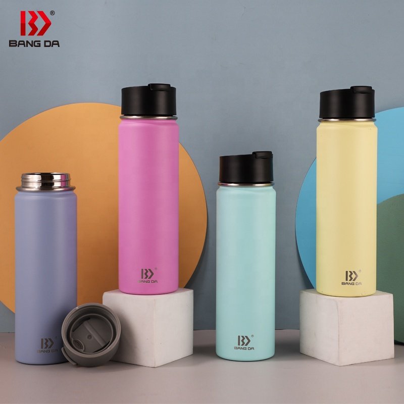Custom Logo Gym Sport Hot Insulated Custom Stainless Steel Vacuum Flask Drinking Travel Water Bottles With Straw