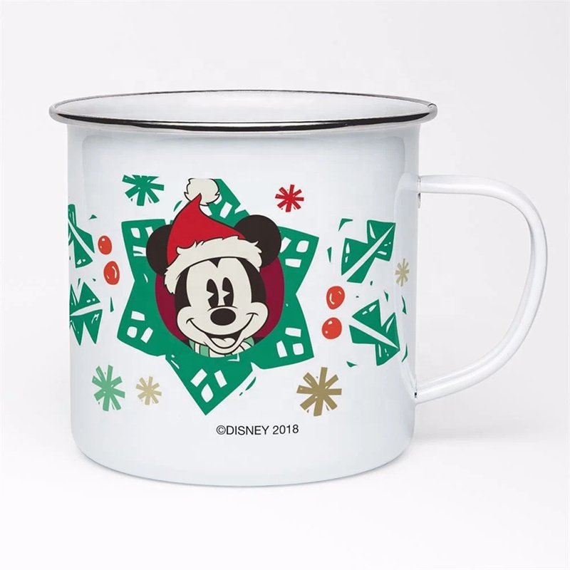 Christmas holiday 450ml personalized custom campfire metal tin steel kid enamel drinking mug