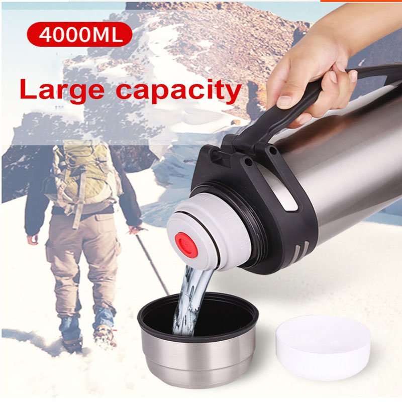 1200-4000ML Large Thermos Bottle Vacuum Flasks Stainless Steel Insulated Water Thermal Cup With Strap 48 Hours Insalation