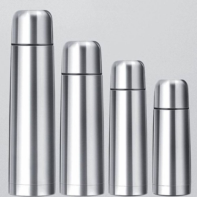 Custom Logo 350ml 500ml 1l Insulated Bullet Shaped Water Bottle Double Walled Stainless Steel Thermos Vacuum Flask