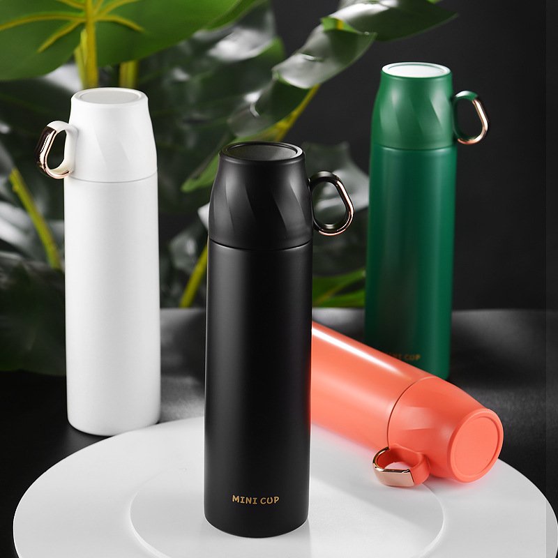 Business gifts 500ml leakproof double wall vacuum thermos flasks stainless steel insulated travel water bottle with flip top lid