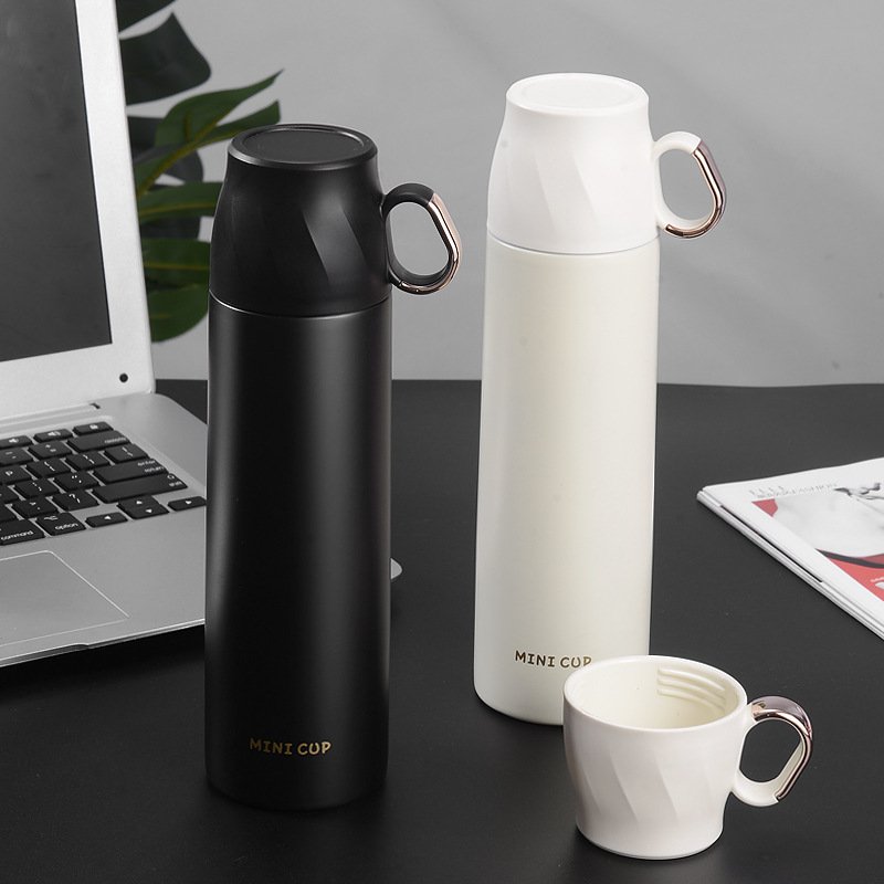 Business gifts 500ml leakproof double wall vacuum thermos flasks stainless steel insulated travel water bottle with flip top lid