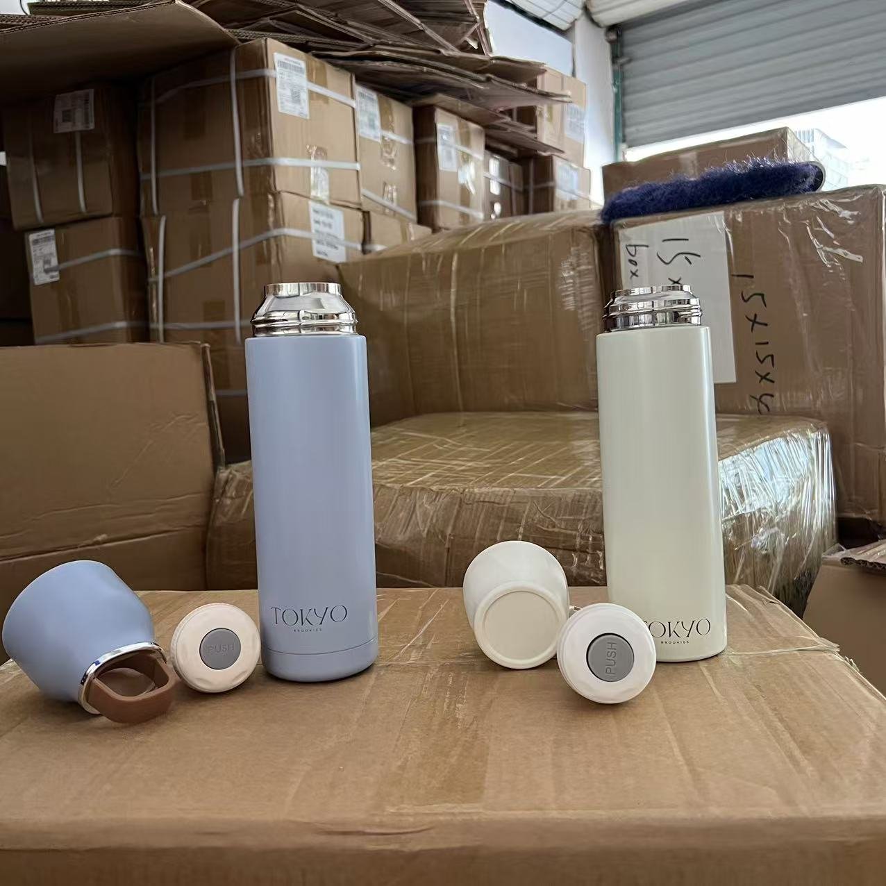 Business gifts 500ml leakproof double wall vacuum thermos flasks stainless steel insulated travel water bottle with flip top lid