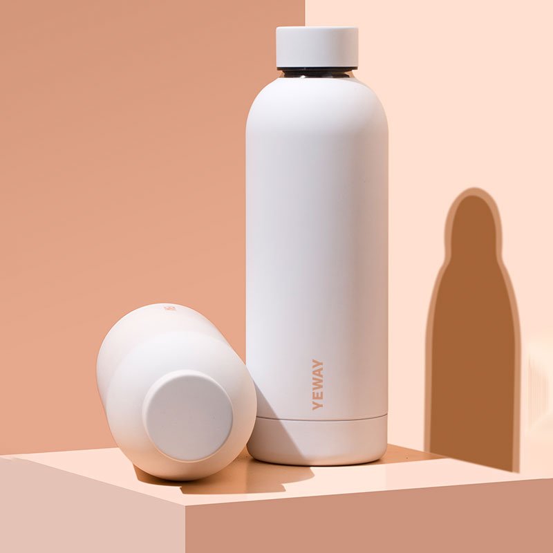 Bouteille eau custom colorful double wall thermo flask 500ml stainless steel rubber matte paint outdoor small mouth water bottle