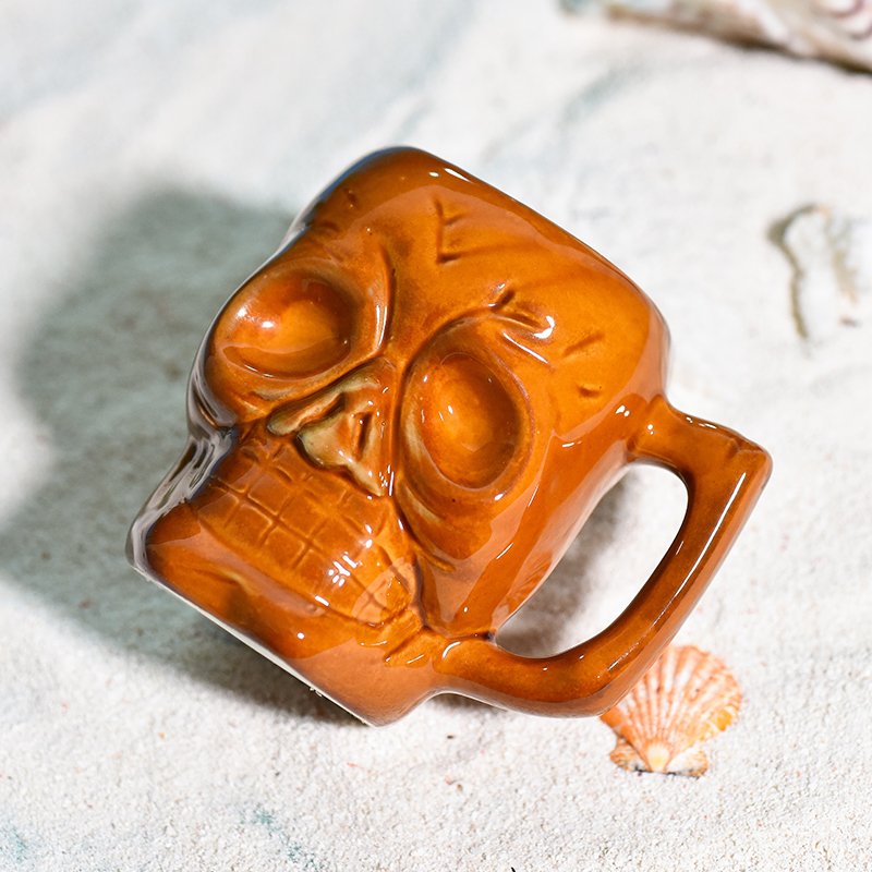 High Quality Personalized Ceramic Tiki Mug Novelty Skull Tiki Cup For Party