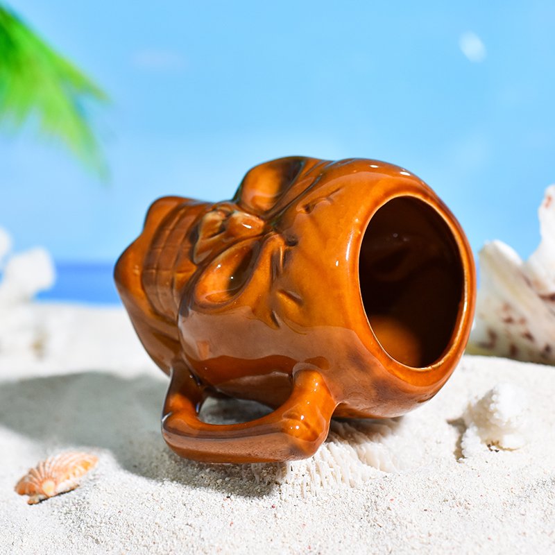 High Quality Personalized Ceramic Tiki Mug Novelty Skull Tiki Cup For Party