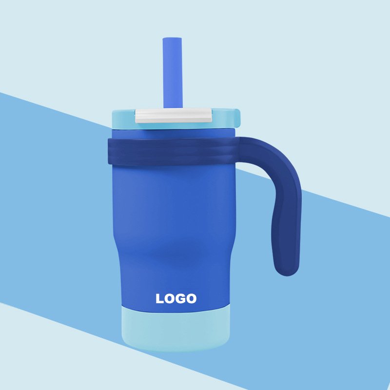 Custom Logo 14oz kids tumbler Personalize Double Wall Vacuum Curved Tumbler Stainless Steel Mug with Lid for children