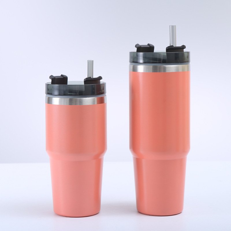 Hot Sell 20oz 30oz Matte Color 304 Stainless Steel Mug Double Deck Vacuum Cup Ice Tyrant Straw Cup