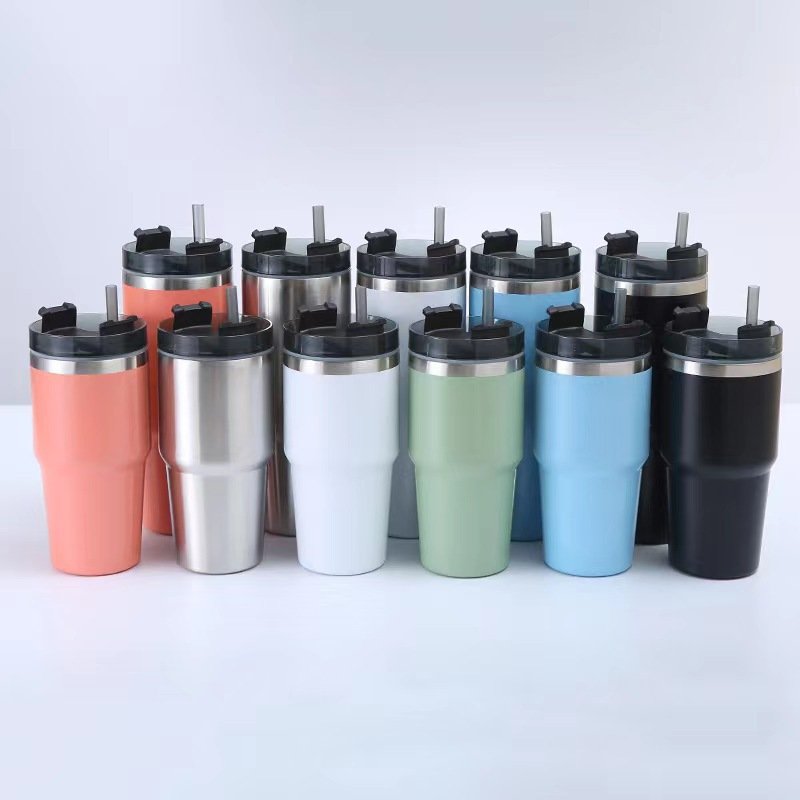 Hot Sell 20oz 30oz Matte Color 304 Stainless Steel Mug Double Deck Vacuum Cup Ice Tyrant Straw Cup