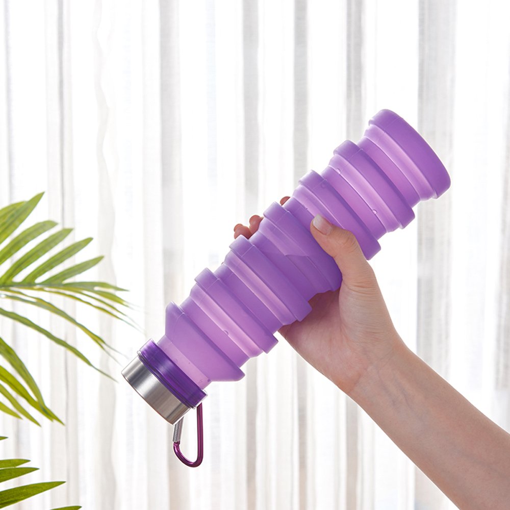 HAERS Foldable Water Bottle Reusable BPA Free Silicone Collapsible Water Bottle For Travel Gym Camping Hike