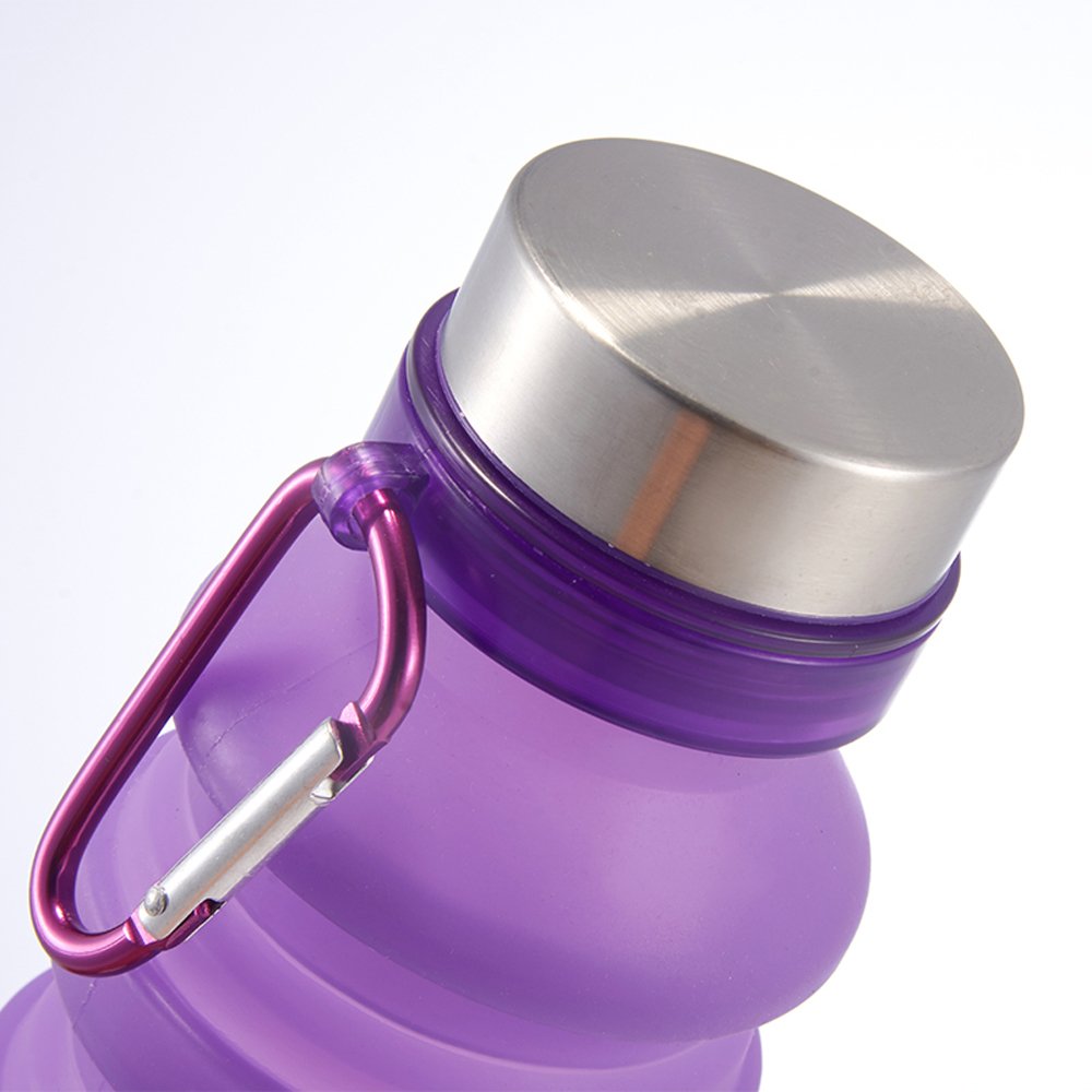 HAERS Foldable Water Bottle Reusable BPA Free Silicone Collapsible Water Bottle For Travel Gym Camping Hike