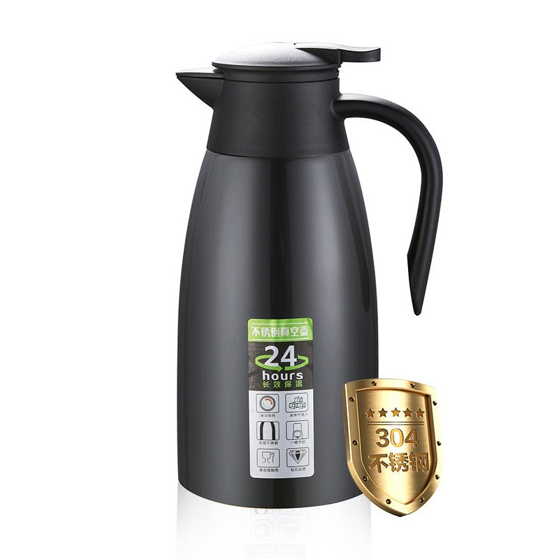 2 Liter Black Stainless Steel Thermal Kettle Vacuum Flask Thermos Jug Camping Kettle Hot Water Jug Food Flask Water Bottle Flask