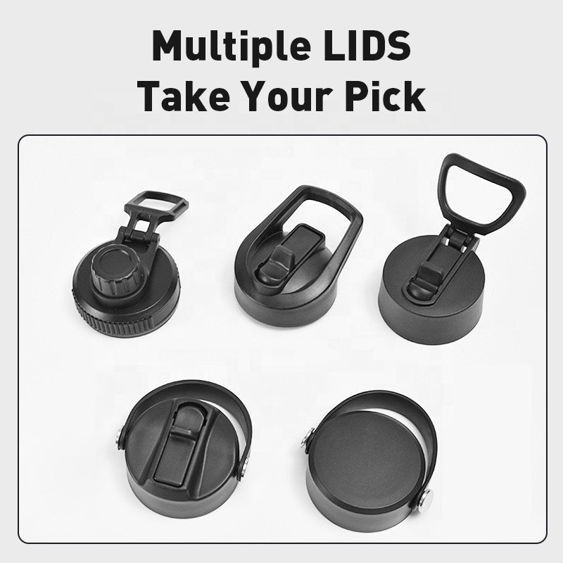 Custom lids 18oz 25oz 32oz sport double wall stainless steel 304 flasks vacuum thermos water bottles with straw handle
