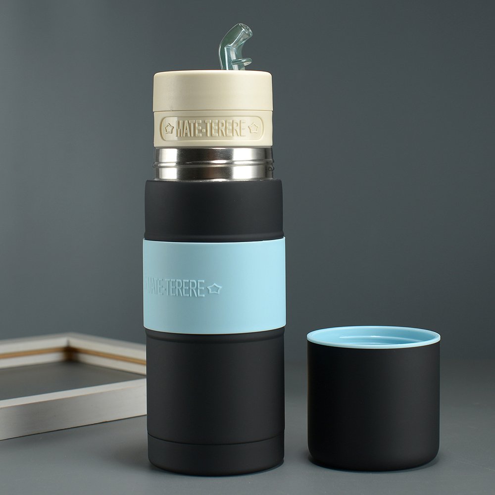 Fuboom New Design 500ml/700mlYerba Mate Thermos Double Wall 304 Stainless Steel Insulated Wide Mouth Vacuum Flask Water Bottle