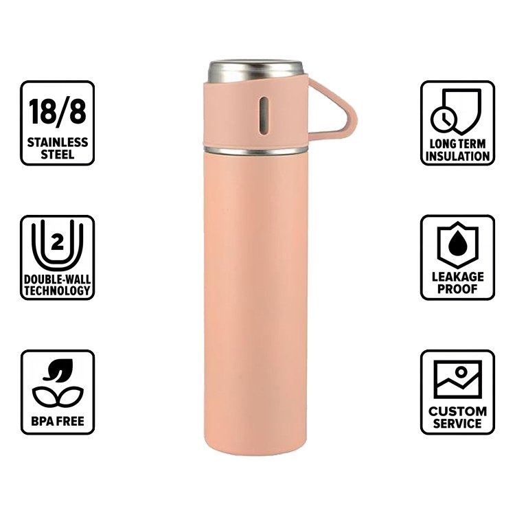 Double wall insulated stainless steel vacuum flask thermo gift set universal custom mini tea coffee car thermo mug for gifts