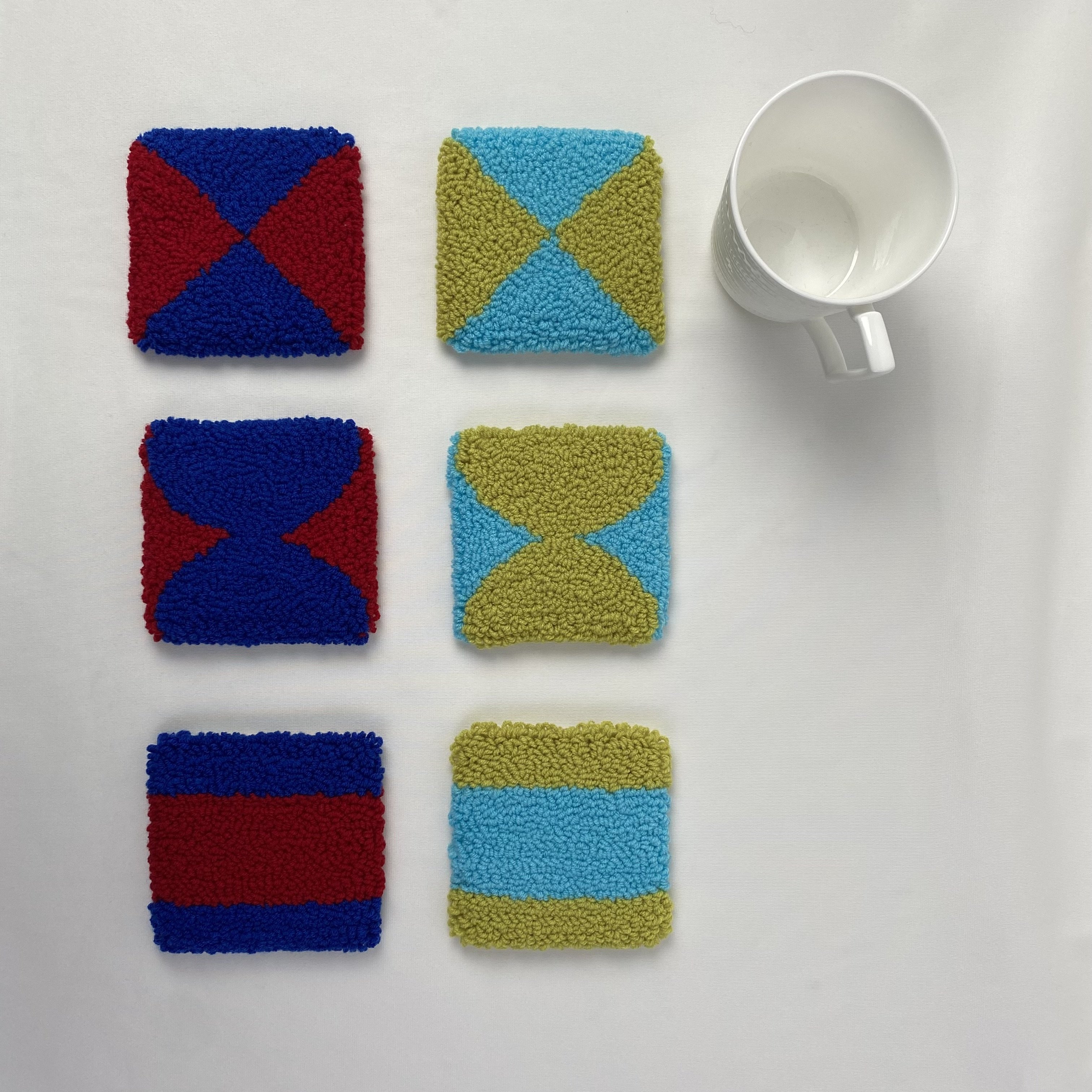 High Quality Cute Punch Needle Coaster Handmade Tufted Colorful Mug Rug Coasters for Gift