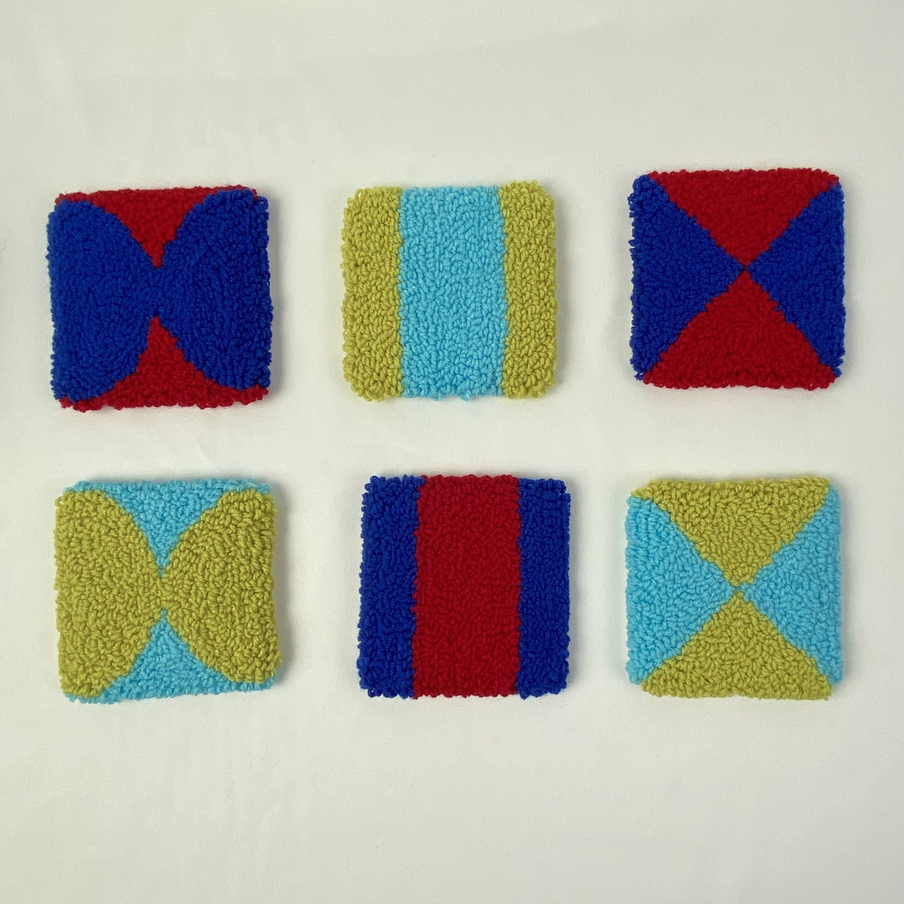 High Quality Cute Punch Needle Coaster Handmade Tufted Colorful Mug Rug Coasters for Gift