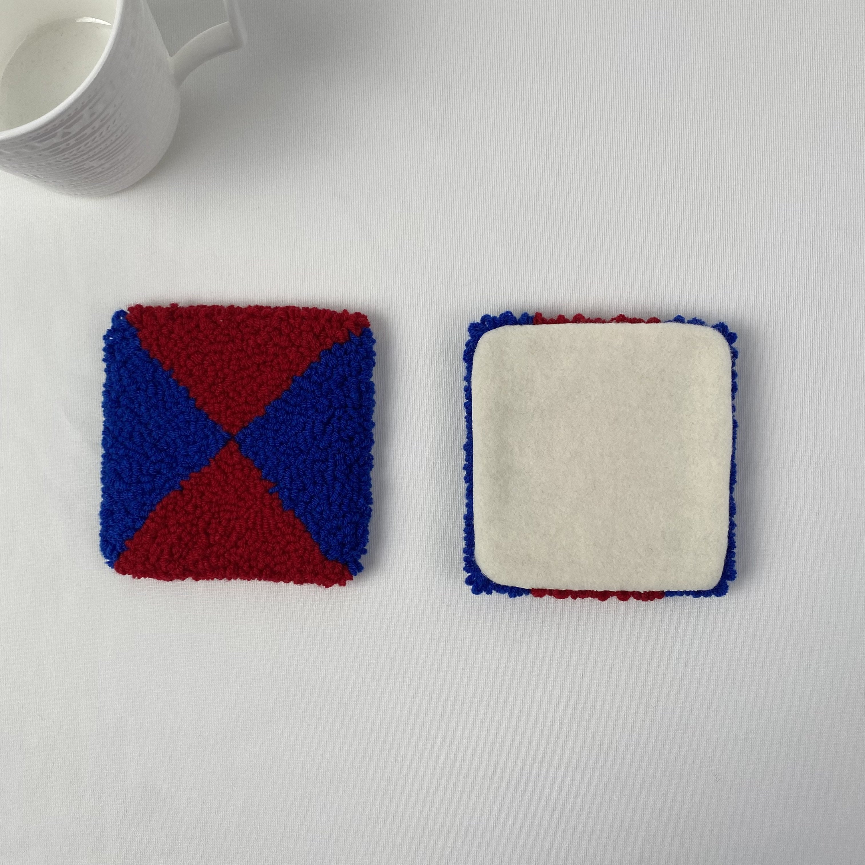 High Quality Cute Punch Needle Coaster Handmade Tufted Colorful Mug Rug Coasters for Gift