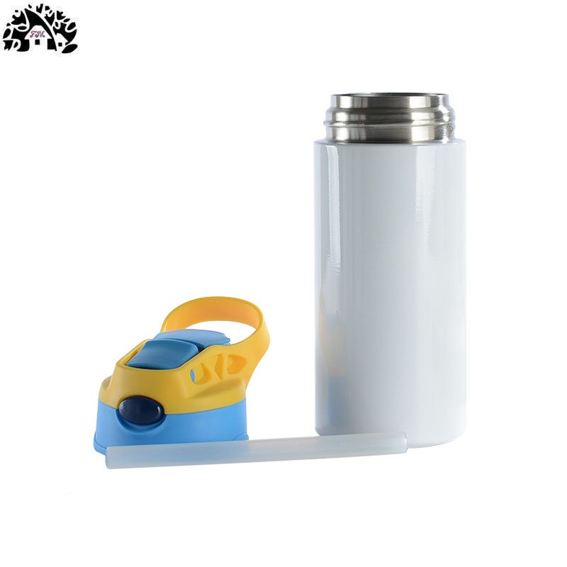 12oz stainless steel portable Sippy Cup with handle pop lid Vacuum vacuum cup with straw White thermal sublimation custom patter