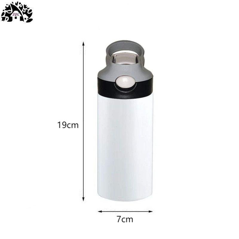 12oz stainless steel portable Sippy Cup with handle pop lid Vacuum vacuum cup with straw White thermal sublimation custom patter