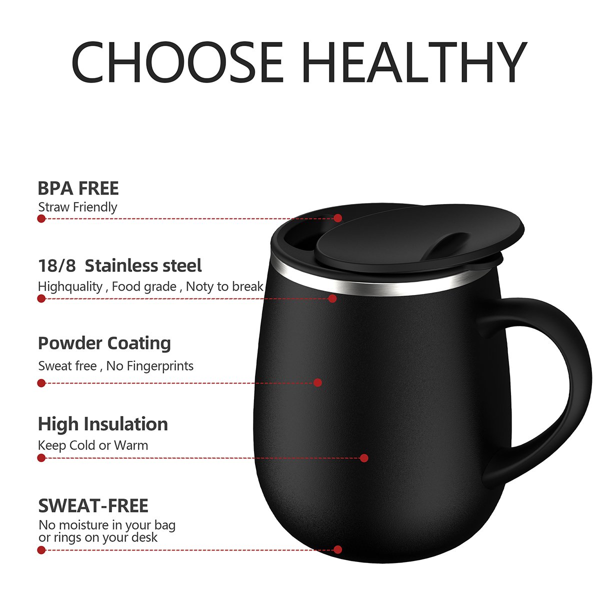 Wholesale Pro Grade Stainless Steel 18/8 Double Wall Vacuum Insulated Drinking Mug 11oz/16oz