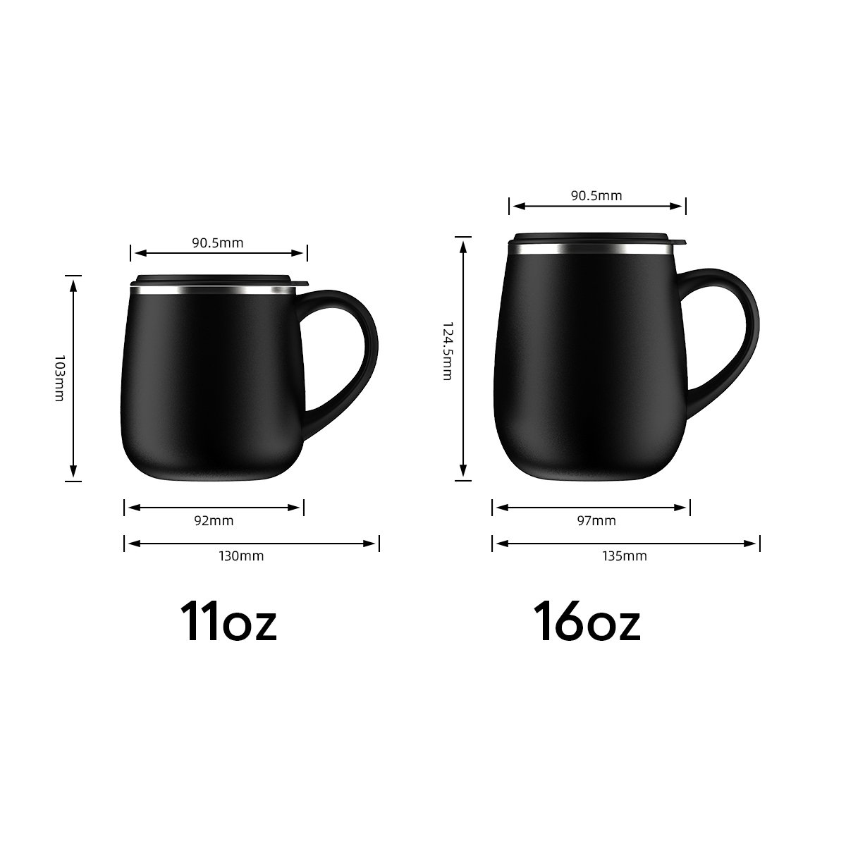 Wholesale Pro Grade Stainless Steel 18/8 Double Wall Vacuum Insulated Drinking Mug 11oz/16oz