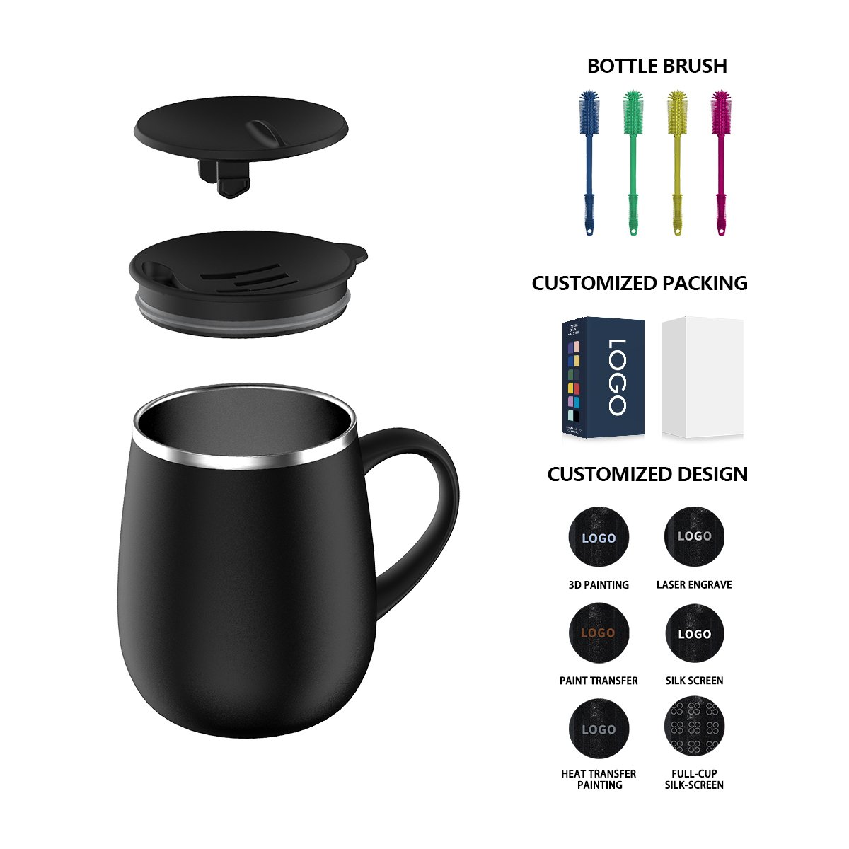 Wholesale Pro Grade Stainless Steel 18/8 Double Wall Vacuum Insulated Drinking Mug 11oz/16oz