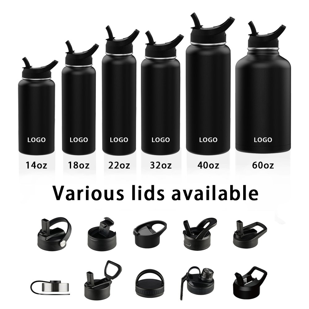 HAERS 32oz 40oz 64oz Wide Mouth Stainless Steel Double Walled Vacuum Flask Insulated Sport Water Bottles With Custom Logo