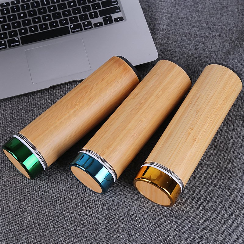 550ml Bamboo Water Bottle Vacuum Insulated Infuser Flask Vacuum