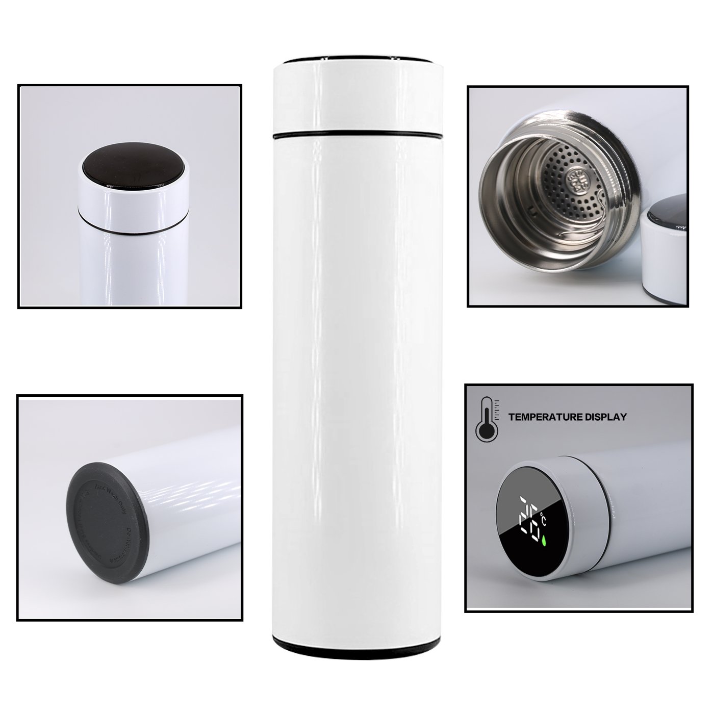 Customized LOGO 500ml Digital LED temperature display vacuum flask thermoses smart stainless steel water bottles smart drinkware