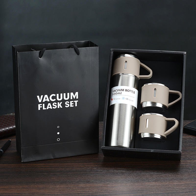 Caspian Wholesale 500ml portable 304 stainless steel thermos vacuum flask water bottle with soft silicone handle and insulated