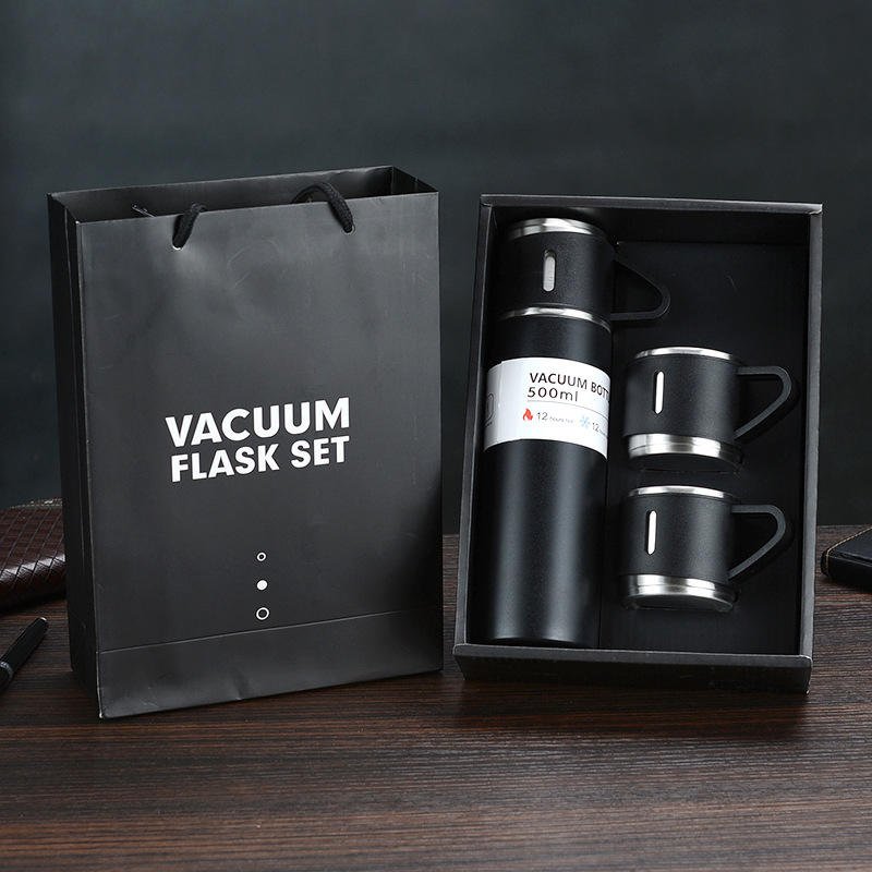 Caspian Wholesale 500ml portable 304 stainless steel thermos vacuum flask water bottle with soft silicone handle and insulated