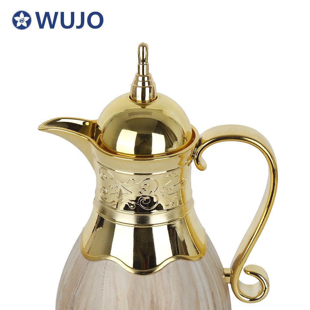 Manufacturer Gold Glass Inner Vacuum Flask Dallah Arabic Coffee Pot with Glass Inner
