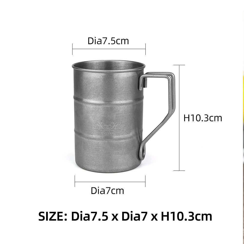 Vintage Metal Unbreskable Drinking Cups Outdoor Travel Party Mug Glasses Custom Thickened Stainless Steel Beer Cup with handle