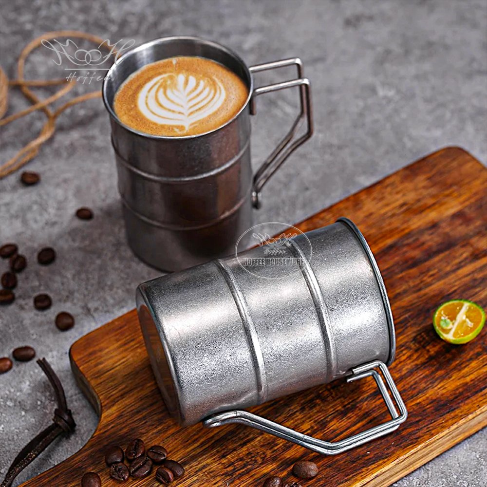 Vintage Metal Unbreskable Drinking Cups Outdoor Travel Party Mug Glasses Custom Thickened Stainless Steel Beer Cup with handle