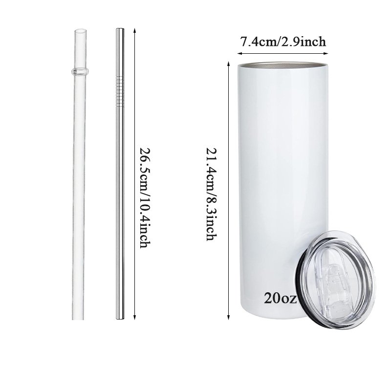 20oz Sublimation Tumblers Straight Insulated White Water Cups Tea blank sublimation tumbler Wine Tumbler Mug Bulk