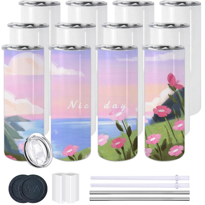 20oz Sublimation Tumblers Straight Insulated White Water Cups Tea blank sublimation tumbler Wine Tumbler Mug Bulk