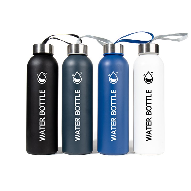 Hot Sale 16oz 24oz 32oz Custom Color Round Glass Drinking Water Bottle With Lids And Sleeves