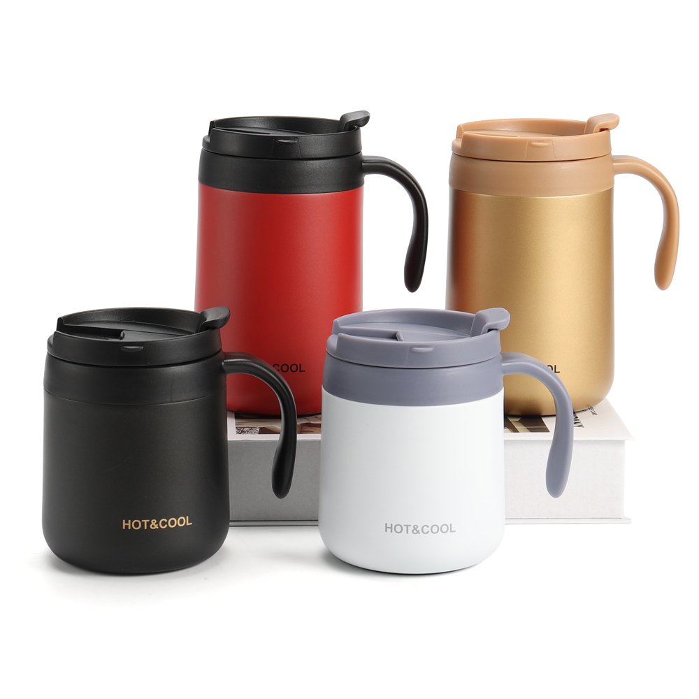 Wholesale 350ML 500ML Double Wall vacuum flask coffee mug 304 stainless steel water bottle for office