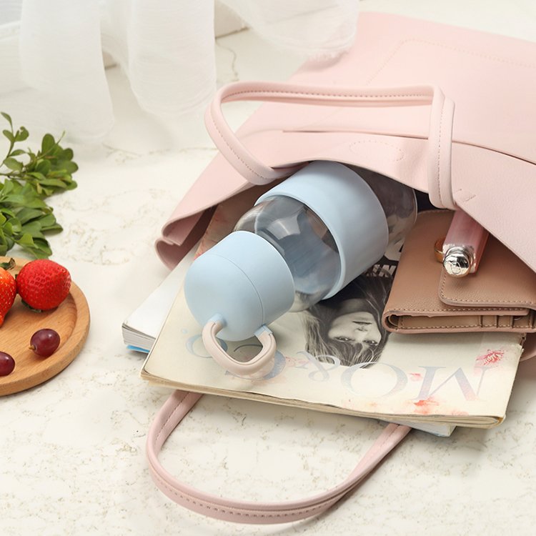 Glass Water Bottle With Silicone Sleeve 0612 360ML Eco Wholesale Customize Logo Handle Milk Juice Glass Drinking Bottle