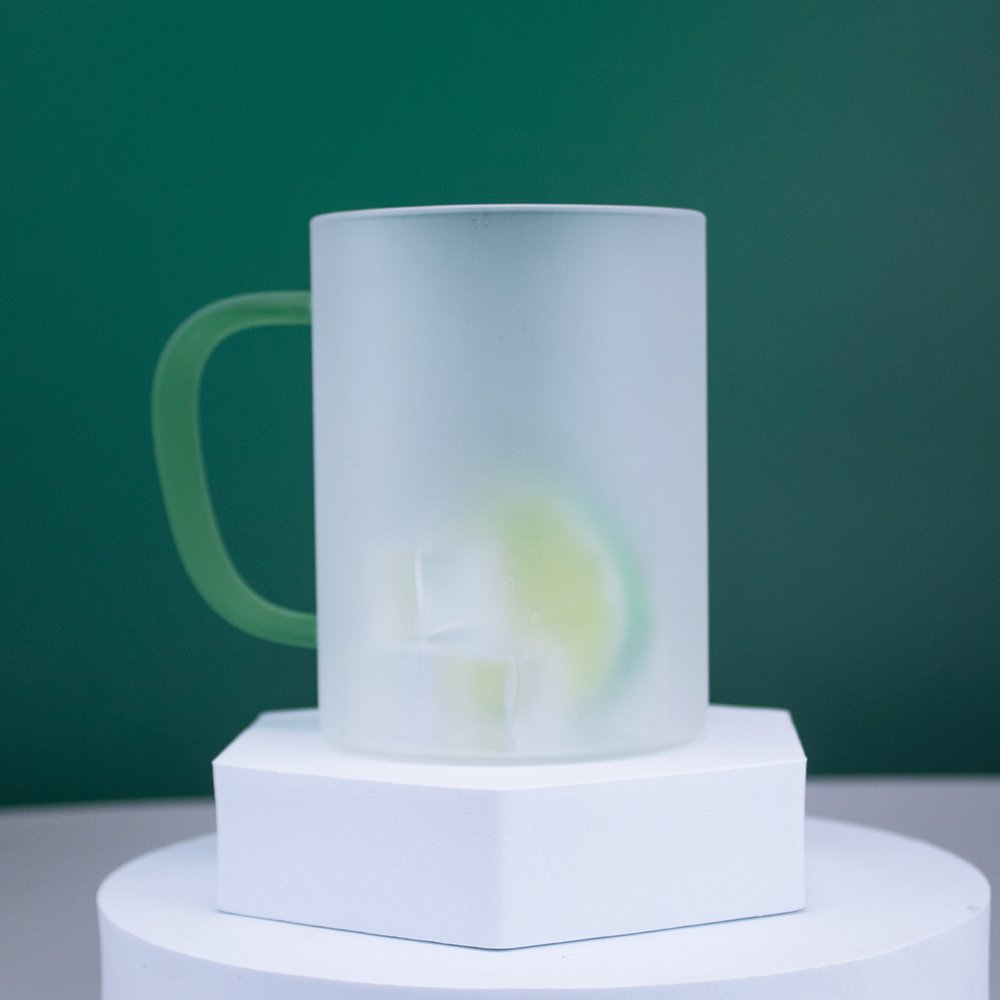 Frost Surface Cup Frosted 15oz Glass Blank Colorful Glass Coffee Mug with Handle for Sublimation