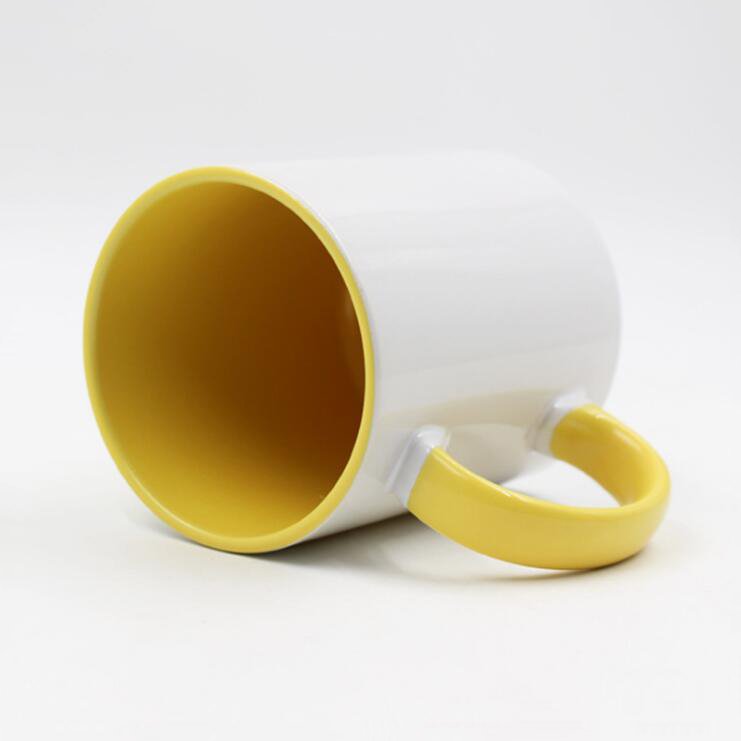 Rubysub M093 Custom Colored Inside Handgrip Shape Blank Mug Printed Sublimation Coated Ceramic Mug