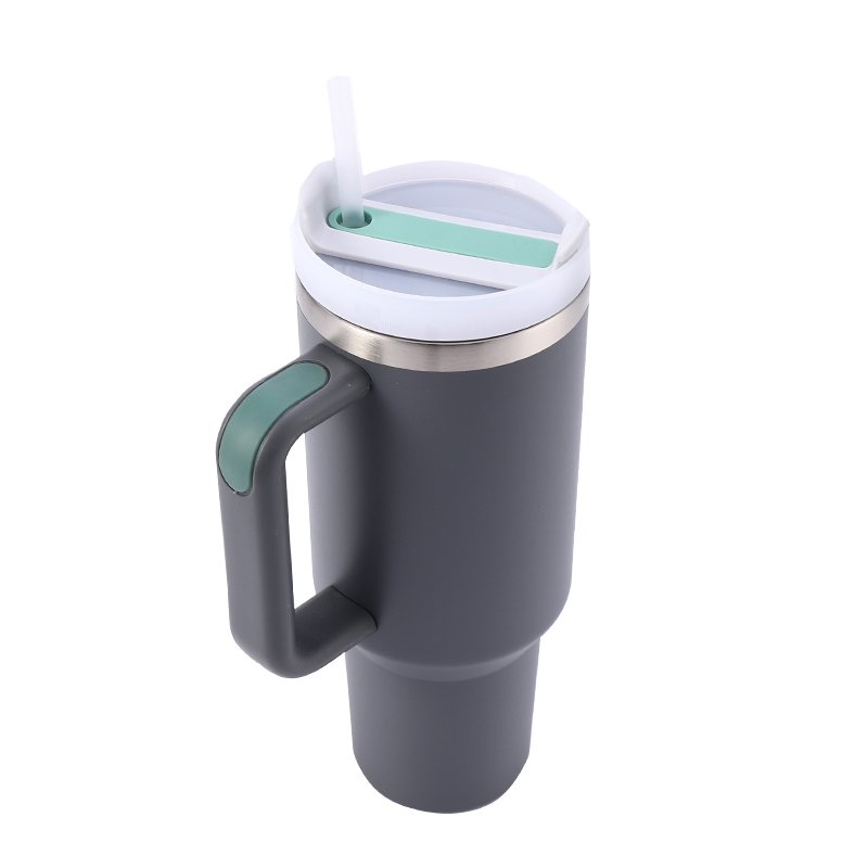 40oz Tumbler with Handle, Insulated Big Mug wtih Straw and Lid, Stainless Steel Double Wall Vacuum Iced Coffee Cup