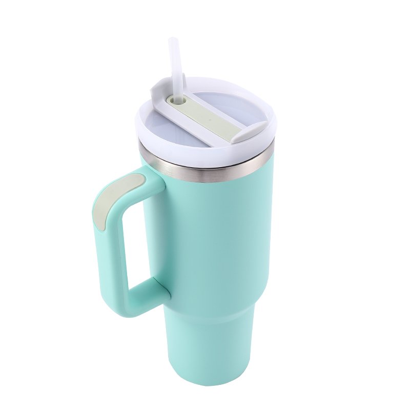 40oz Tumbler with Handle, Insulated Big Mug wtih Straw and Lid, Stainless Steel Double Wall Vacuum Iced Coffee Cup